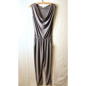 Pineapple Paris Taupe Cowl Neck Sleeveless Jumpsuit Pockets Sz 44 Made in Italy